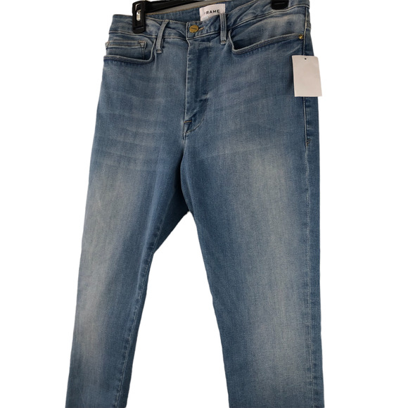 NWT FRAME Le One Skinny Fit Mid-Rise Jeans Light Blue Caspio Women's Size 2 - Picture 5 of 12